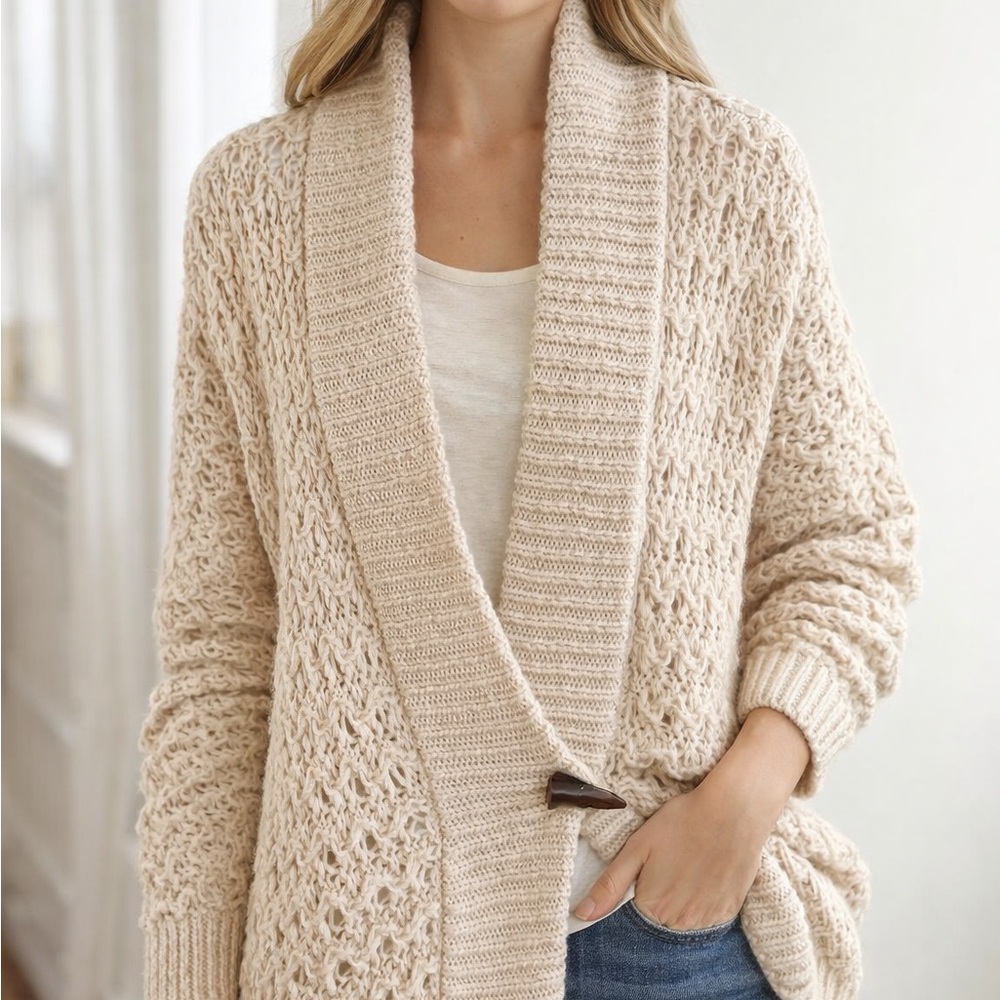 Jones New York Beige Knit Cardigan